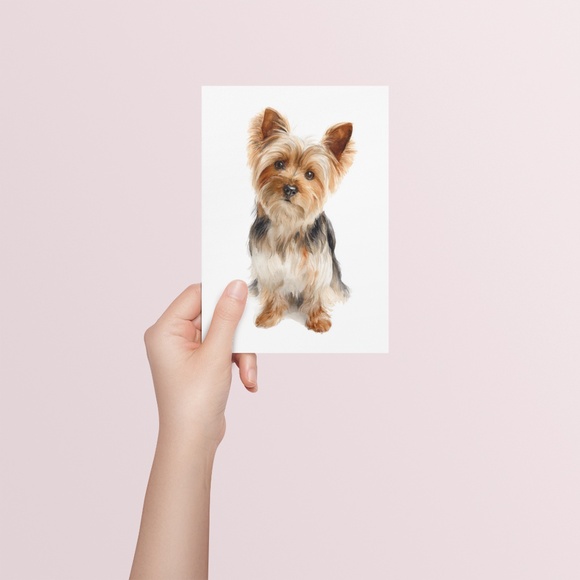 Watercolor Yorkshire Dog Portrait Art Print – Unframed Fine Art Poster - Picture 5 of 5